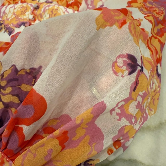 Runaway The Label Acadia Dress Size Small Floral Ruches Mini Dress Sheer Sleeves - Picture 6 of 15